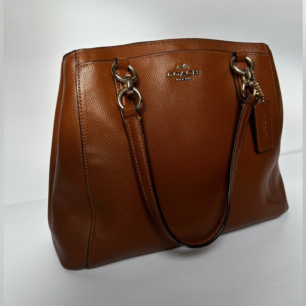 Coach Genuine Leather Handbag Brown